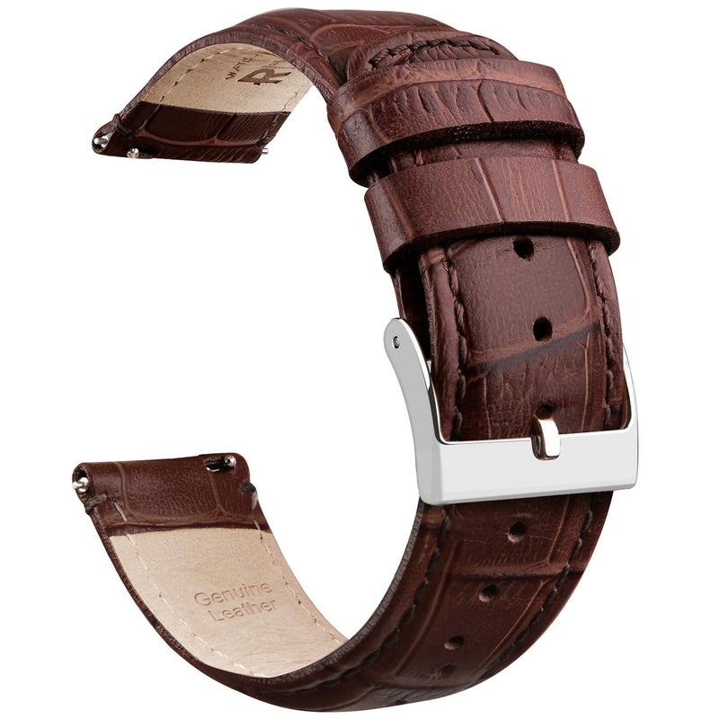 Ritche Christmas Stocking Stuffers Genuine Dark Brown Alligator Grain Leather Watch Band 20mm Alligator Watch Strap Classic Vintage Quick Release Watch Bands for Men Women - Image 1
